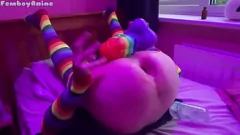 play Skinny Twink Raine's Tight Ass Impaled by Huge Dildos!