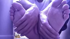 Play Glistening Size 10 Feet and Gray Socks Get Intimate - Solo Gay Twink Porn